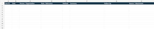 CaseWorks contacts and interviews workflow preview from the CaseWorks system